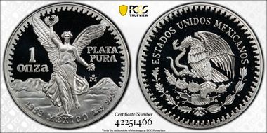 1989-Mo Onza Libertad Ag w/o Dot 999 PR69DCAM