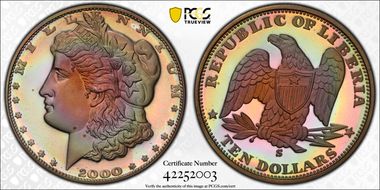 2000 $10 X-16 Morgan Dollar Design PR69DCAM