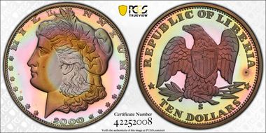 2000 $10 X-16 Morgan Dollar Design PR68DCAM