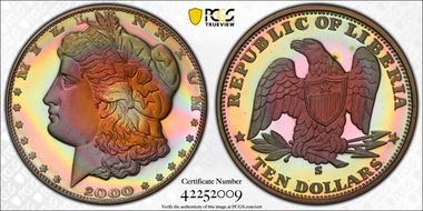 2000 $10 X-16 Morgan Dollar Design PR68DCAM