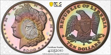 2000 $10 X-16 Morgan Dollar Design PR68DCAM