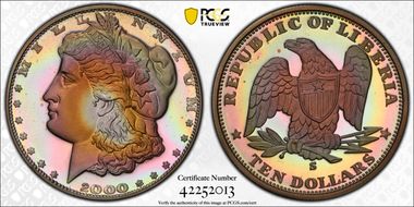 2000 $10 X-16 Morgan Dollar Design PR68DCAM