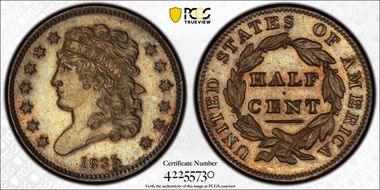 1835 1/2C PR63BN