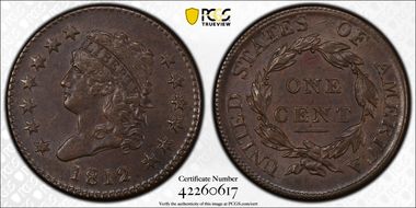 1812 1C Large Date AU58BN