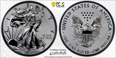 2019-W $1 Silver Eagle Enhanced Rev PR Pride of Two Nations, U.S. Set PR70