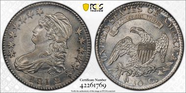 1812/1 50C Small 8 AU58