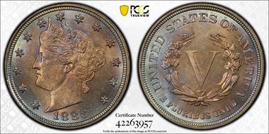 1883 5C No CENTS MS63