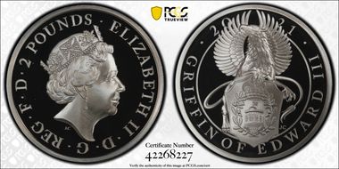 2021 £2 The Griffin of Edward III Queen's Beasts PR69DCAM