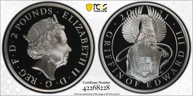 2021 £2 The Griffin of Edward III Queen's Beasts PR69DCAM