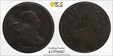 1806 1/2C Large 6, Stems N1BN