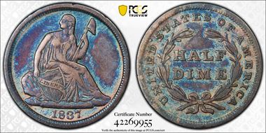 1837 H10C Seated, Large Date VF30