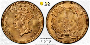 1874 G$1 MS66+
