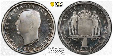 1965 Drachma KM-81 PR67DCAM