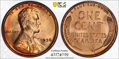 1936 1C Satin PR66RD