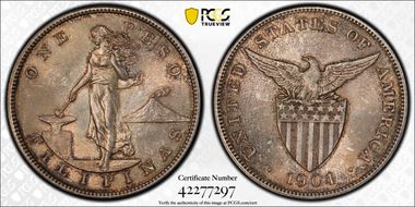 1904 Peso KM-168  Ag MS64