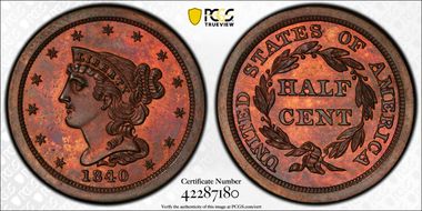 1840 1/2C Original PR65RB