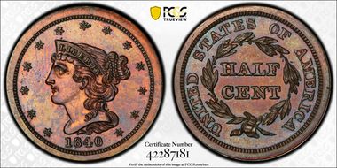1840 1/2C Restrike PR65BN