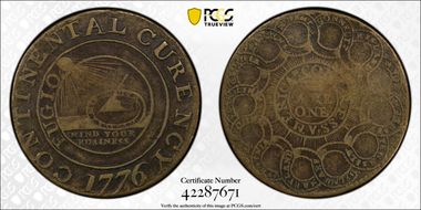 1776 $1 CURENCY, Brass VF25