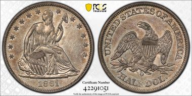 1861-O 50C W-01, USA Issue AU50