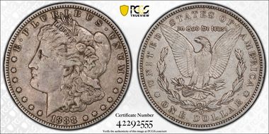 1888-O $1 VAM 4, Hot Lips XF40