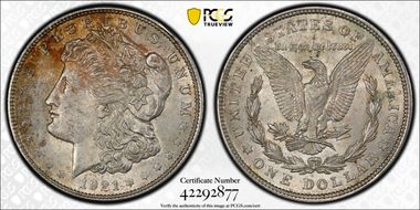1921 $1 Morgan AU58