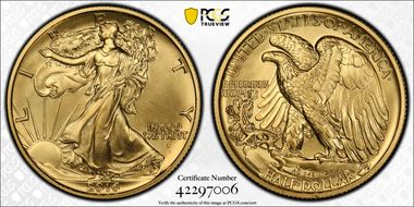 2016-W 50C 100th Anniversary Gold SP69