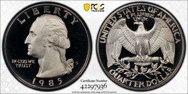 1985-S 25C PR69DCAM