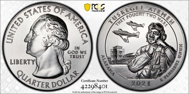 2021 25C Tuskegee Airmen NP 5oz Silver First Strike MS69DMPL