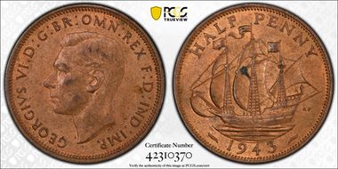 1943 1/2D S-4115 MS63RB