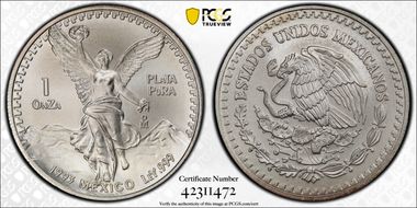 1993-Mo Onza Libertad Ag MS65