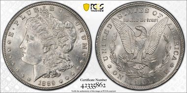 1889 $1 VAM 5A Pitted Reverse MS62