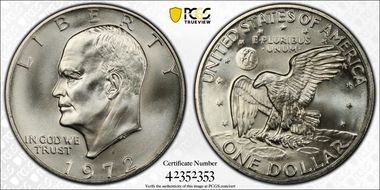 1972-S $1 Silver MS68