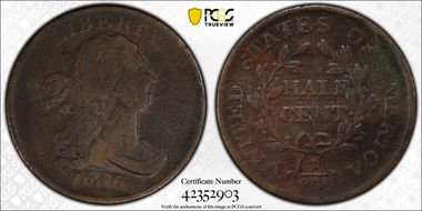 1806 1/2C Small 6, No Stems N1BN