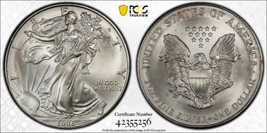 1996 $1 Silver Eagle MS67