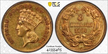 1884 $3 AU55