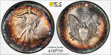 1987 $1 Silver Eagle MS68