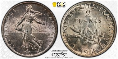 1914 2 Fr Gad-532 F-266 MS62