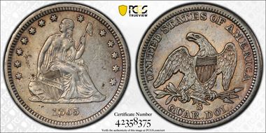 1865-S 25C XF40