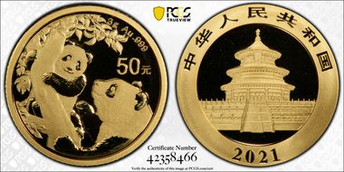 2021 50 Yn Panda Gold MS70