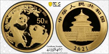2021 50 Yn Panda Gold MS70