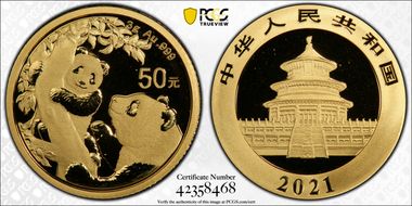 2021 50 Yn Panda Gold MS70
