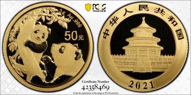2021 50 Yn Panda Gold MS70