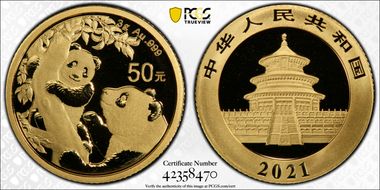 2021 50 Yn Panda Gold MS70