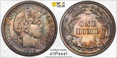 1916 10C Barber MS66