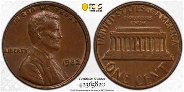 1982 1C Bronze, DDO, FS-101 AU55BN