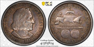 1893 50C Columbian AU50