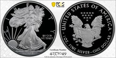 2021-W  $1 Silver Eagle - Type 1 PR70DCAM