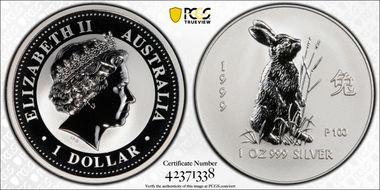 1999-P $1 Year of the Rabbit Ag MS69