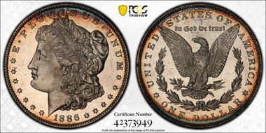1886 $1 VAM 17 Doubled Arrows MS64PL