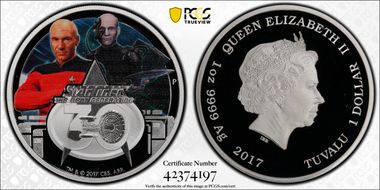 2017-P $1 Star Trek TNG 30th Anniversary-First Day of Issue PR70DCAM
